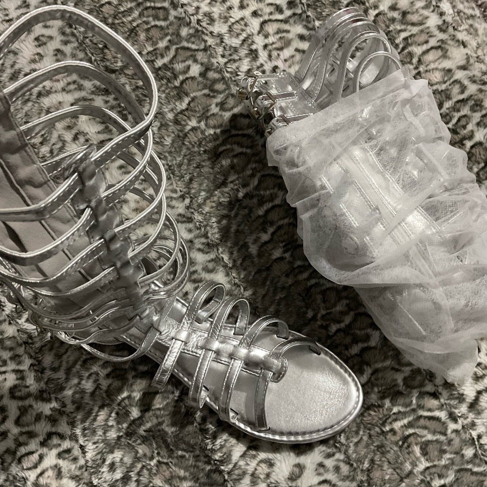 Fashion Nova Metallic Silver Sandals